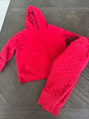 Cat & Jack Quilted Matching Sweatsuit Set 2T | Red Hoodie Jogger Outfit